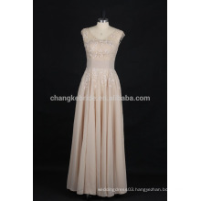 Elegant Scoop Neck Lace Applique Floor Length Evening Dress